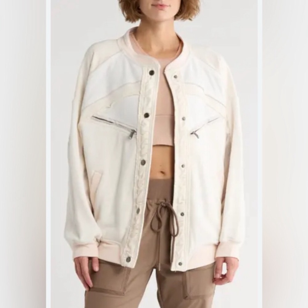 Free People! FP Movement Extra Innings Cardi In Ivory Combo NWT! - Picture 5 of 14